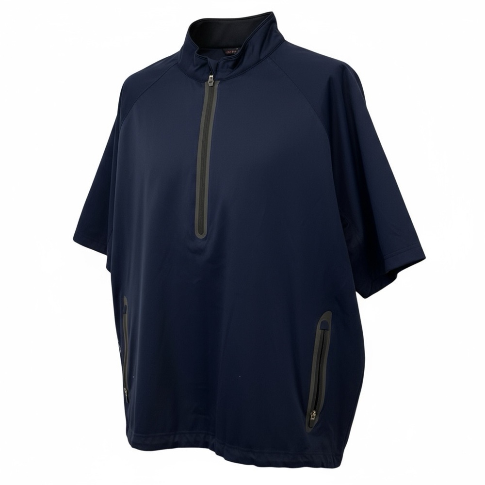 Sun Mountain Navy RAINFLEX ELITE SS Quarter Zip Short Sleeve Pullover - Large